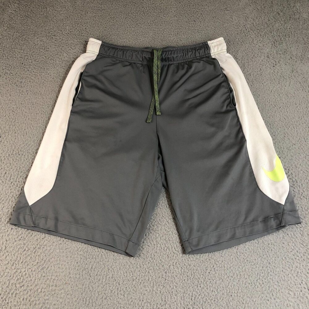 Nike Pro Shorts Mens M Gray Basketball Sportswear Drawstring Dri-Fit Training
